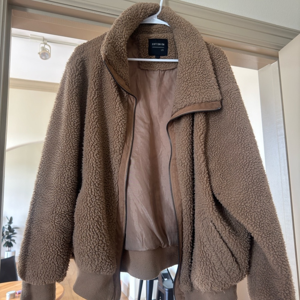 Tan sherpa zip up